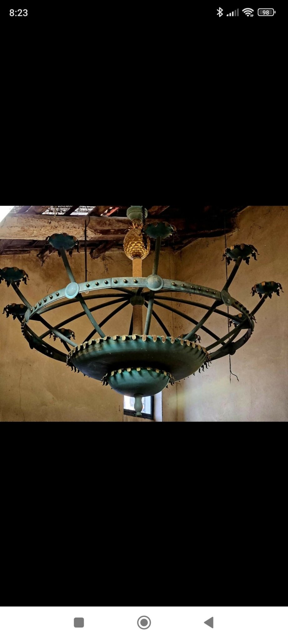 Énorme lustre en Acier à Patine Bronze du casino de Cassis 1980 - Ethic Atelier