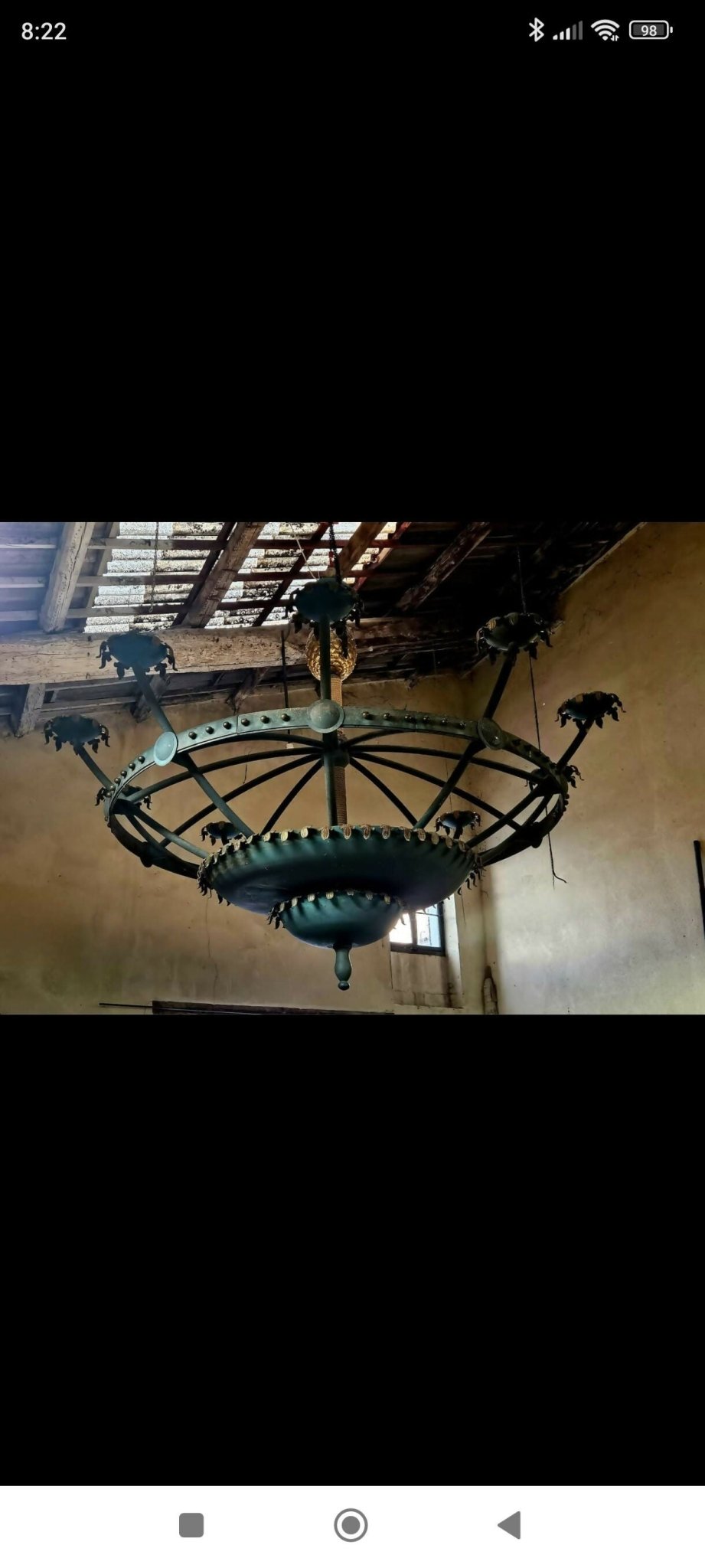 Énorme lustre en Acier à Patine Bronze du casino de Cassis 1980 - Ethic Atelier