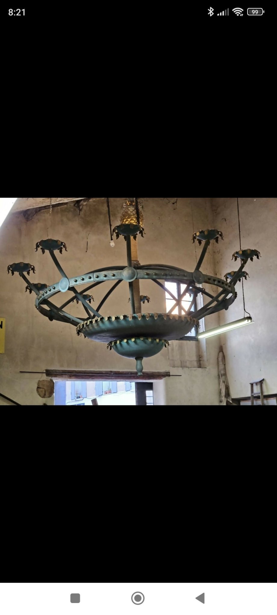 Énorme lustre en Acier à Patine Bronze du casino de Cassis 1980 - Ethic Atelier