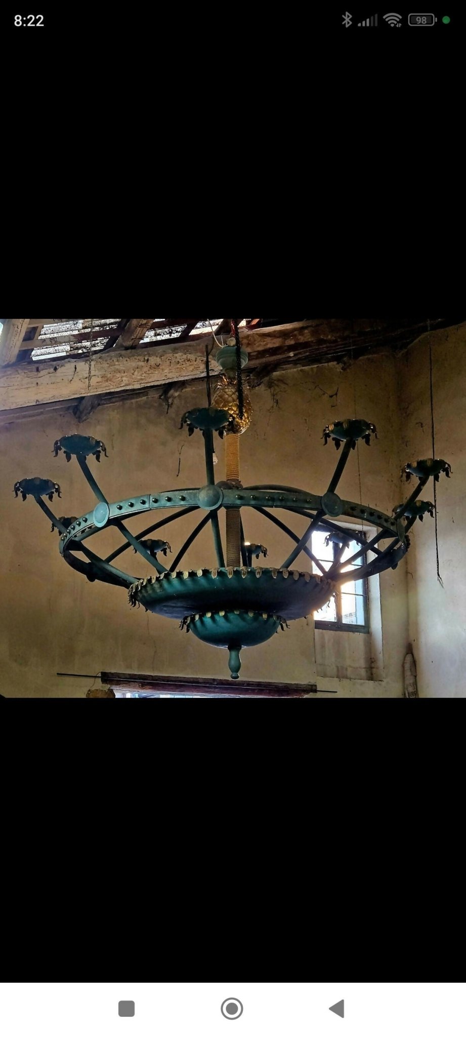 Énorme lustre en Acier à Patine Bronze du casino de Cassis 1980 - Ethic Atelier