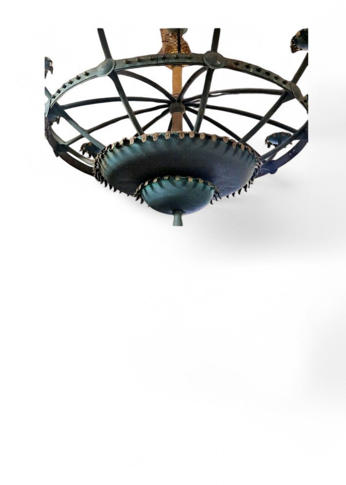 Énorme lustre en Acier à Patine Bronze du casino de Cassis 1980 - Ethic Atelier