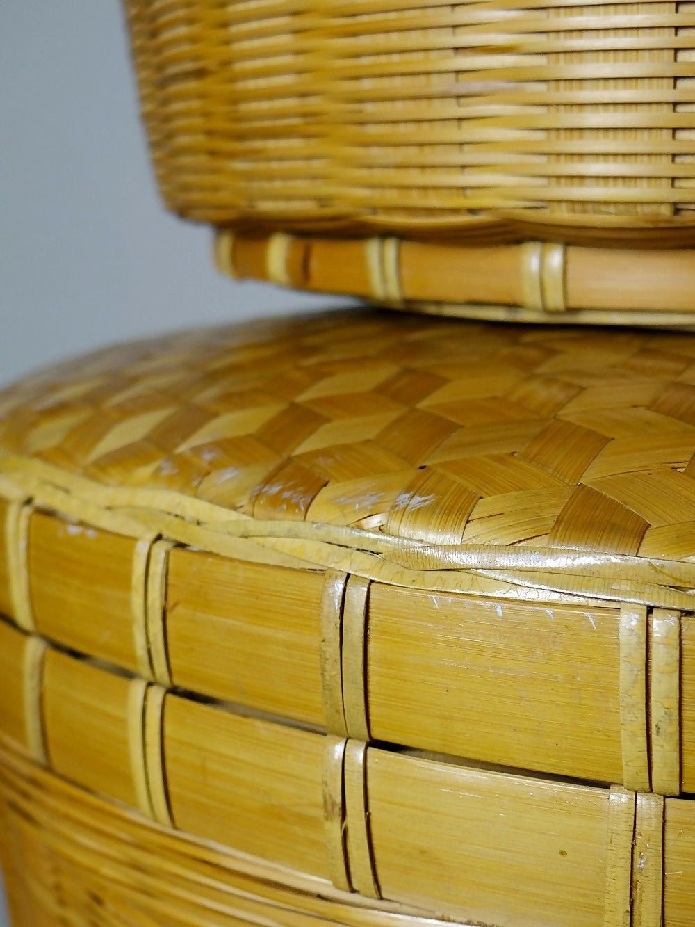 Ensembles de 4 boîtes gigognes en bambou tressé artisanat asiatique vintage 70" - Ethic Atelier