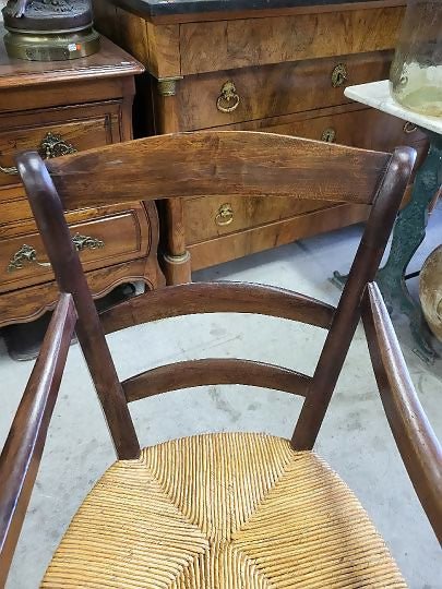 Fauteuil Paillé Ancien en Noyer Massif du XIXème Siècle – N° 1 - Ethic Atelier