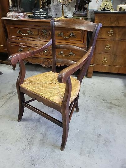 Fauteuil Paillé Ancien en Noyer Massif du XIXème Siècle – N° 1 - Ethic Atelier