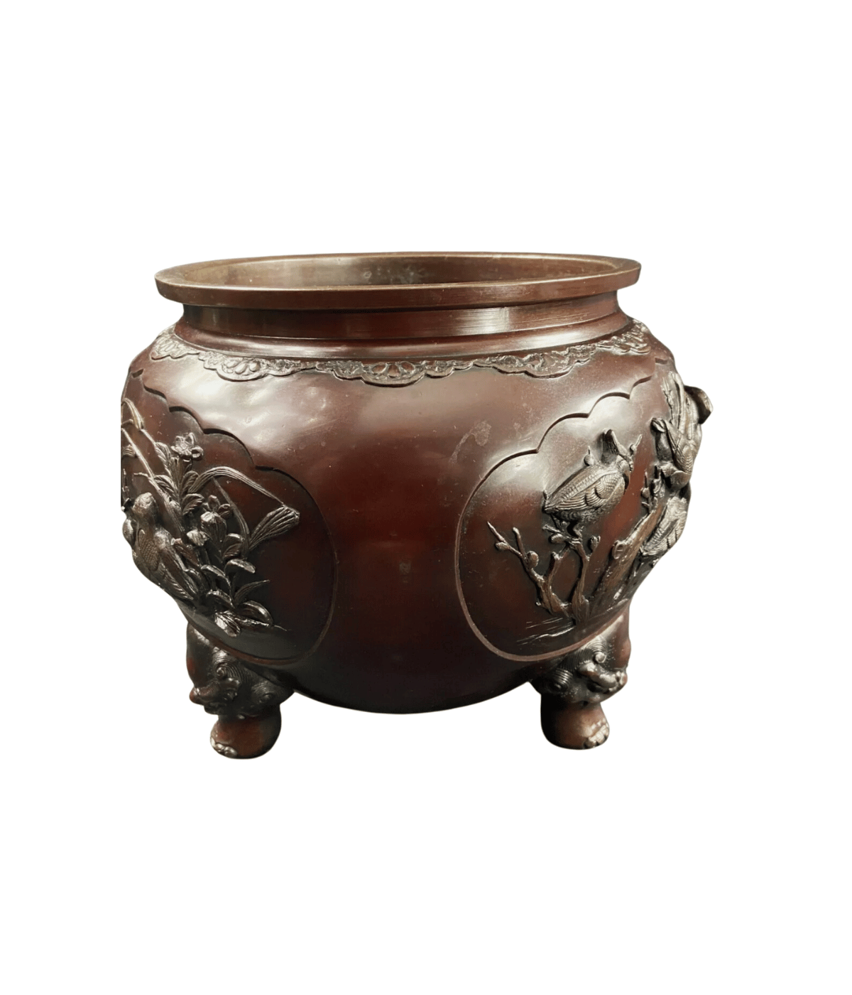 Grand cache - pot en bronze à décor d'oiseau, époque Meiji - Ethic Atelier