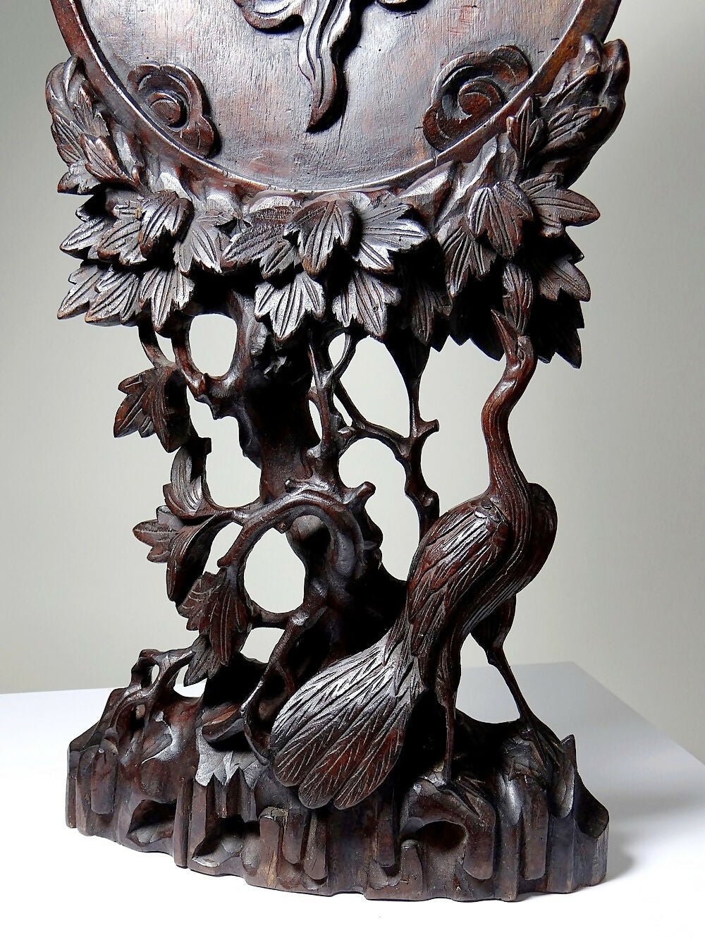 Grand panneau par à vent de table d'Asie XIXe bois de rose sculpté - Ethic Atelier