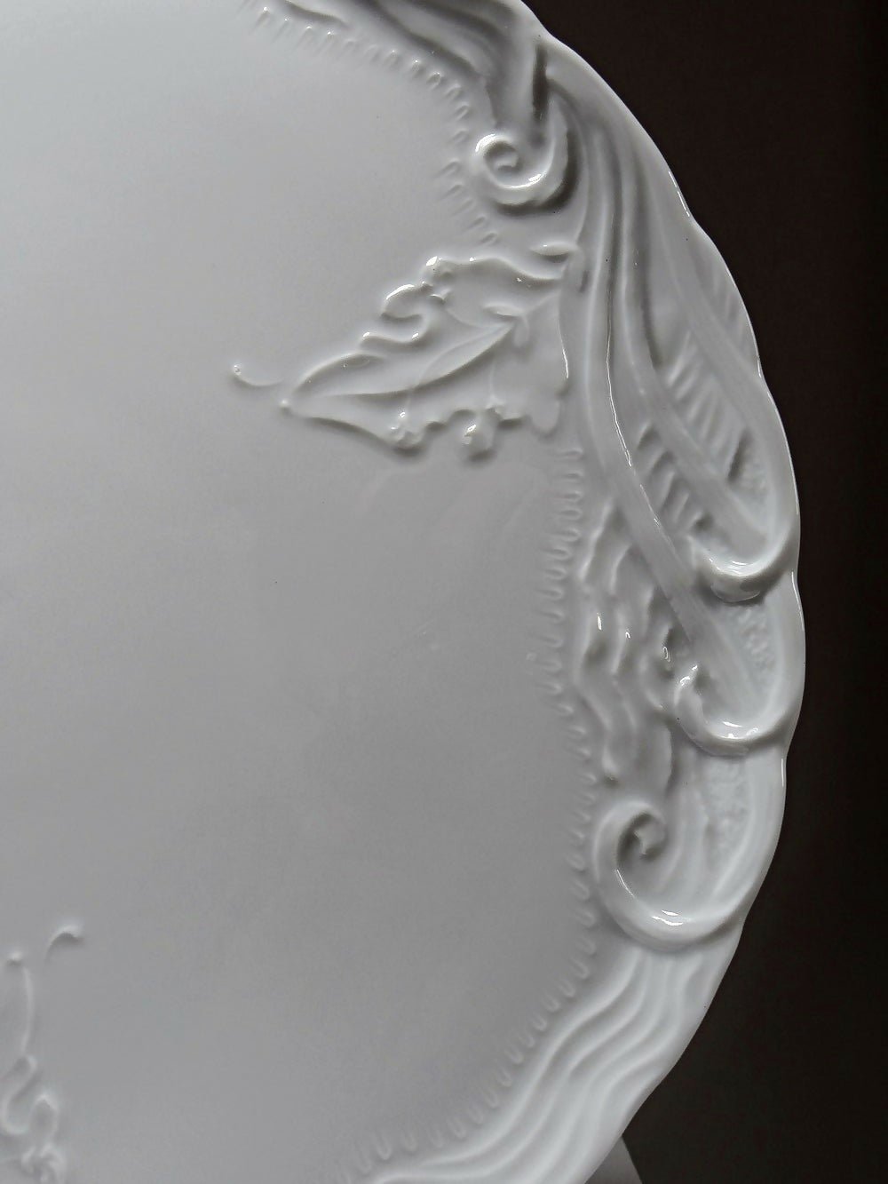 Grand plat à tarte vintage/ancien porcelaine fine de Limoges blanche - Ethic Atelier
