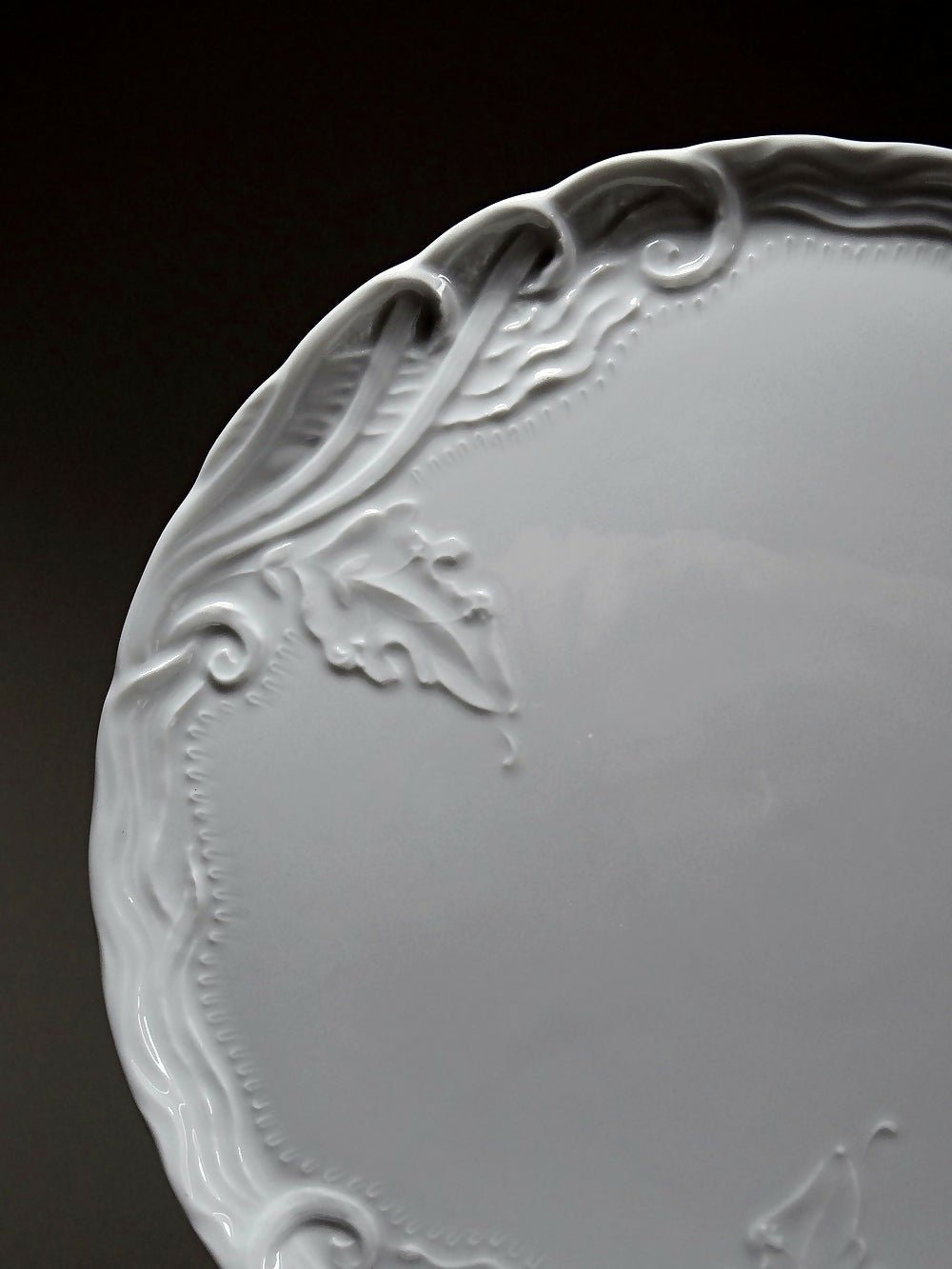 Grand plat à tarte vintage/ancien porcelaine fine de Limoges blanche - Ethic Atelier