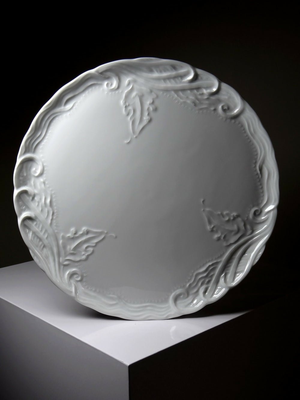 Grand plat à tarte vintage/ancien porcelaine fine de Limoges blanche - Ethic Atelier