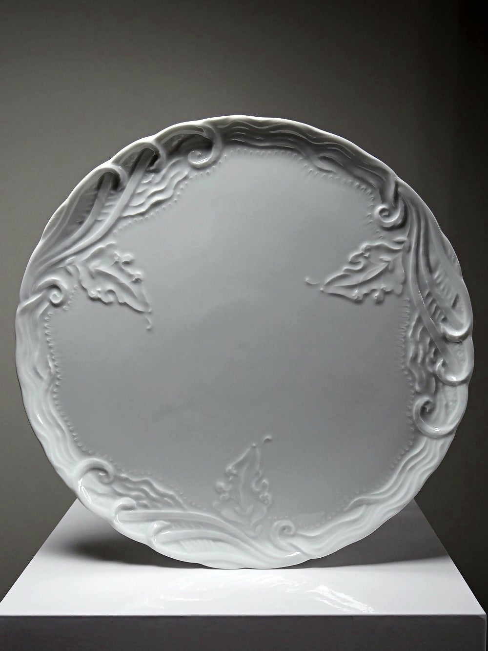 Grand plat à tarte vintage/ancien porcelaine fine de Limoges blanche - Ethic Atelier