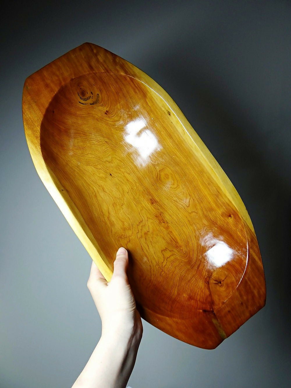 Grand plat, coupe, creuse en bois Maroc vintage - Ethic Atelier