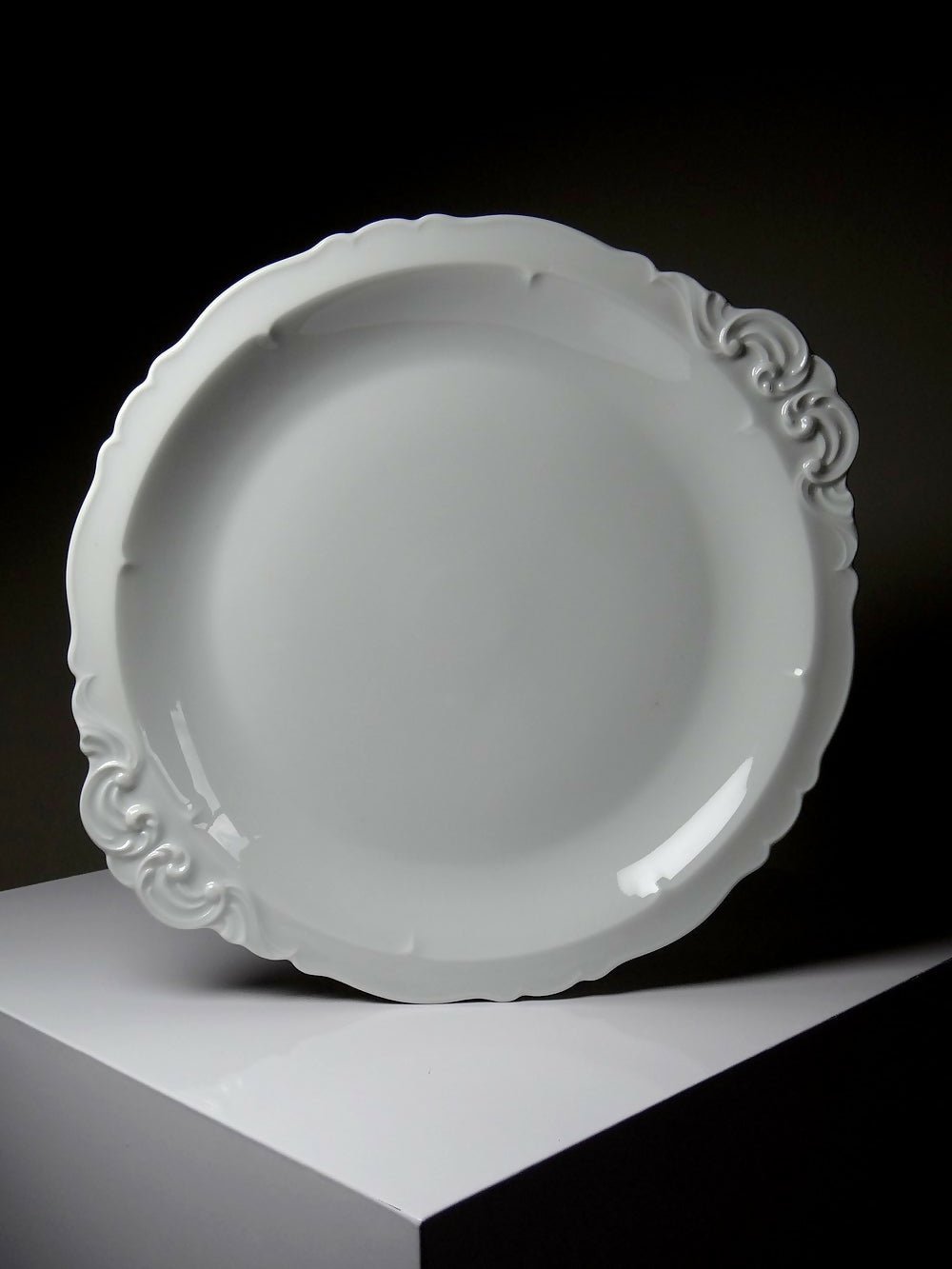 Grand plat de service porcelaine fine de Limoges blanche vintage/ancien - Ethic Atelier
