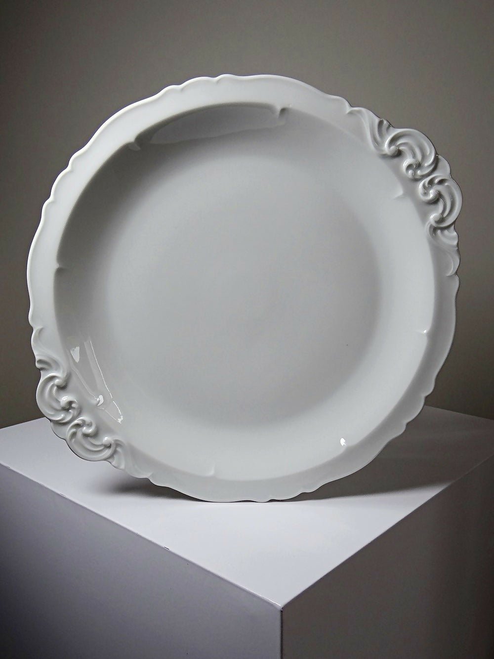 Grand plat de service porcelaine fine de Limoges blanche vintage/ancien - Ethic Atelier