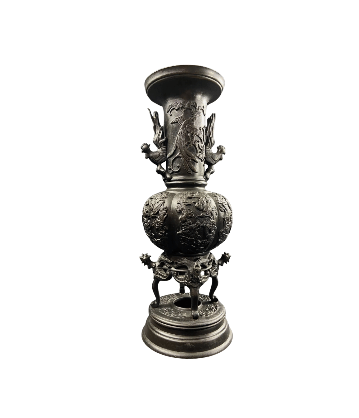 Grand vase en bronze à décor d'oiseau, époque Meiji - Ethic Atelier