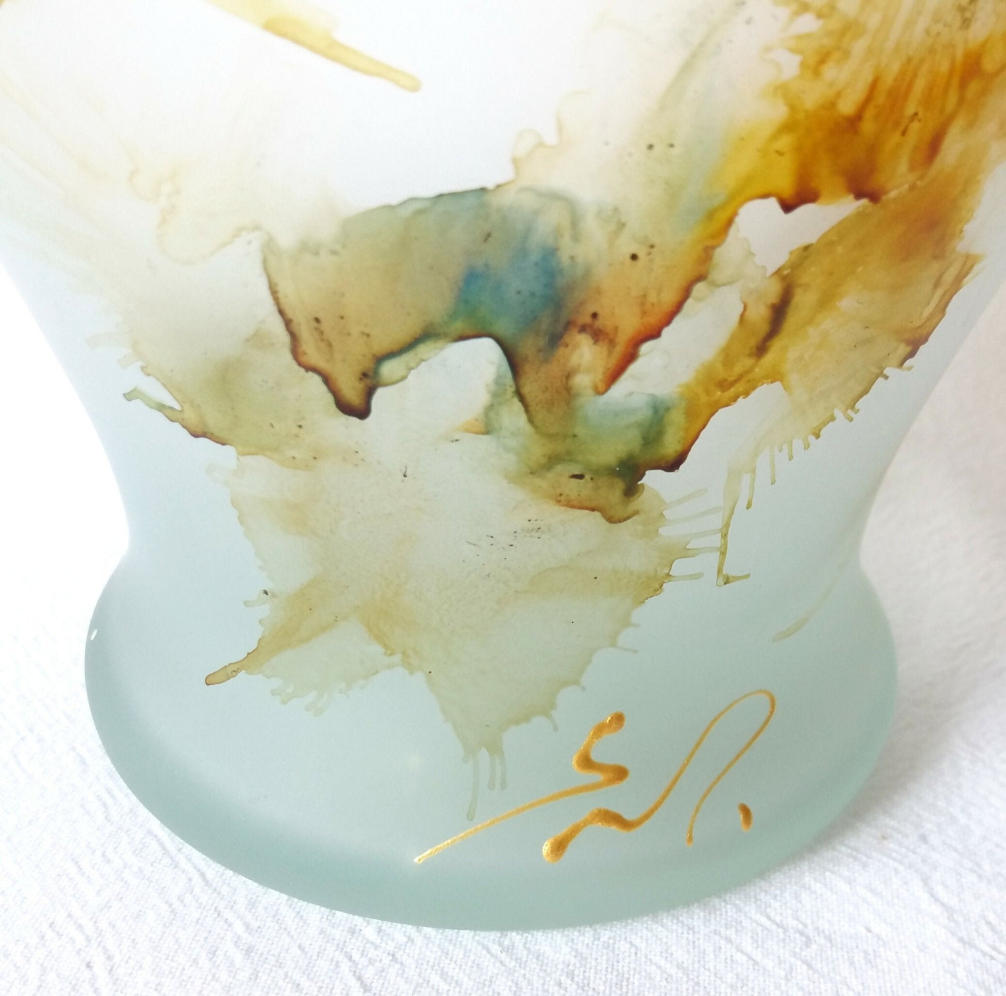 Grand vase en pâte de verre à décor tacheté multicolore signé - XXe siècle - Ethic Atelier
