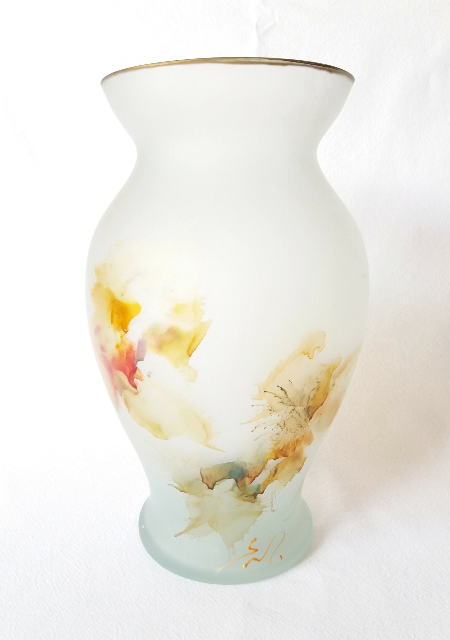 Grand vase en pâte de verre à décor tacheté multicolore signé - XXe siècle - Ethic Atelier