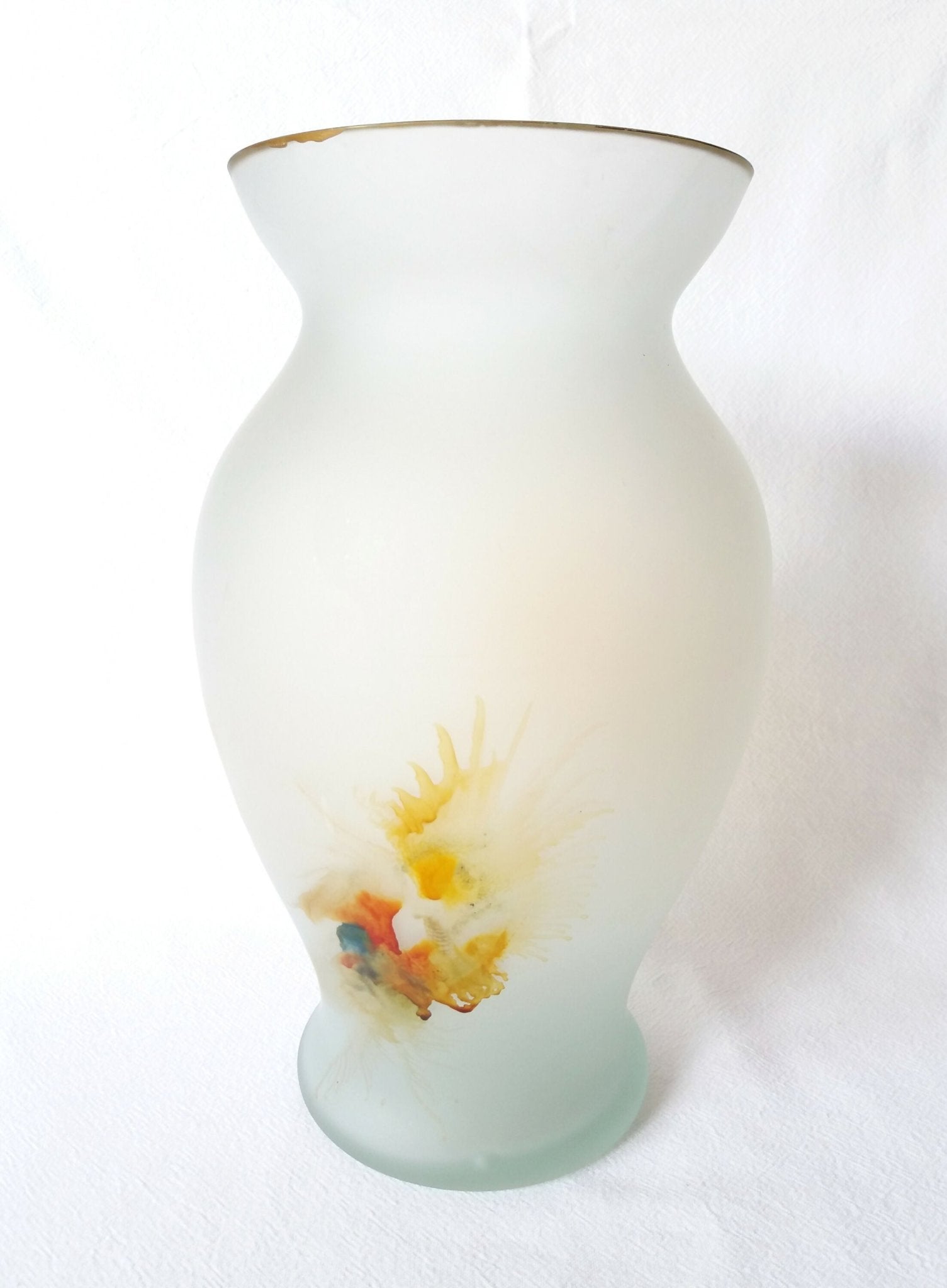 Grand vase en pâte de verre à décor tacheté multicolore signé - XXe siècle - Ethic Atelier