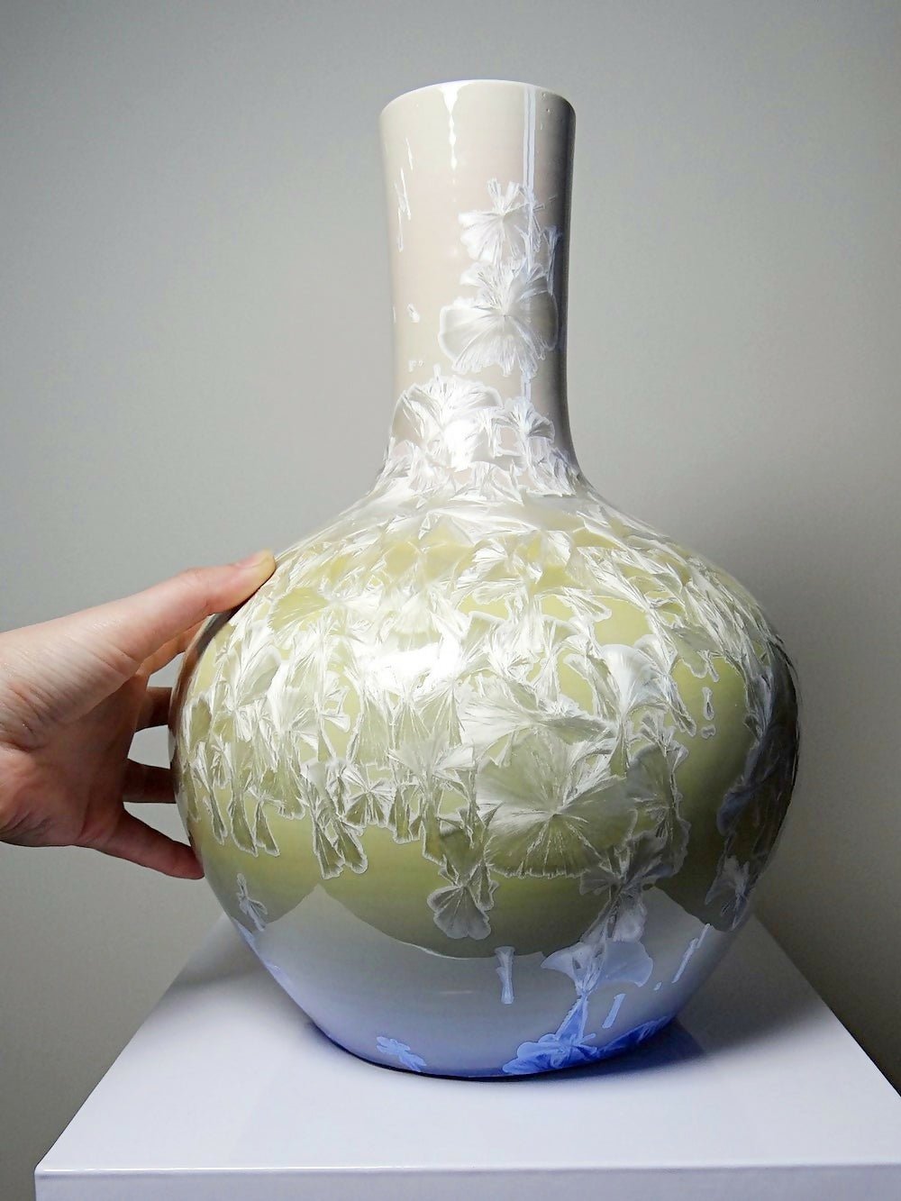 Grand vase globulaire porcelaine émaux cristallins Jingdezhen Zhi vintage - Ethic Atelier