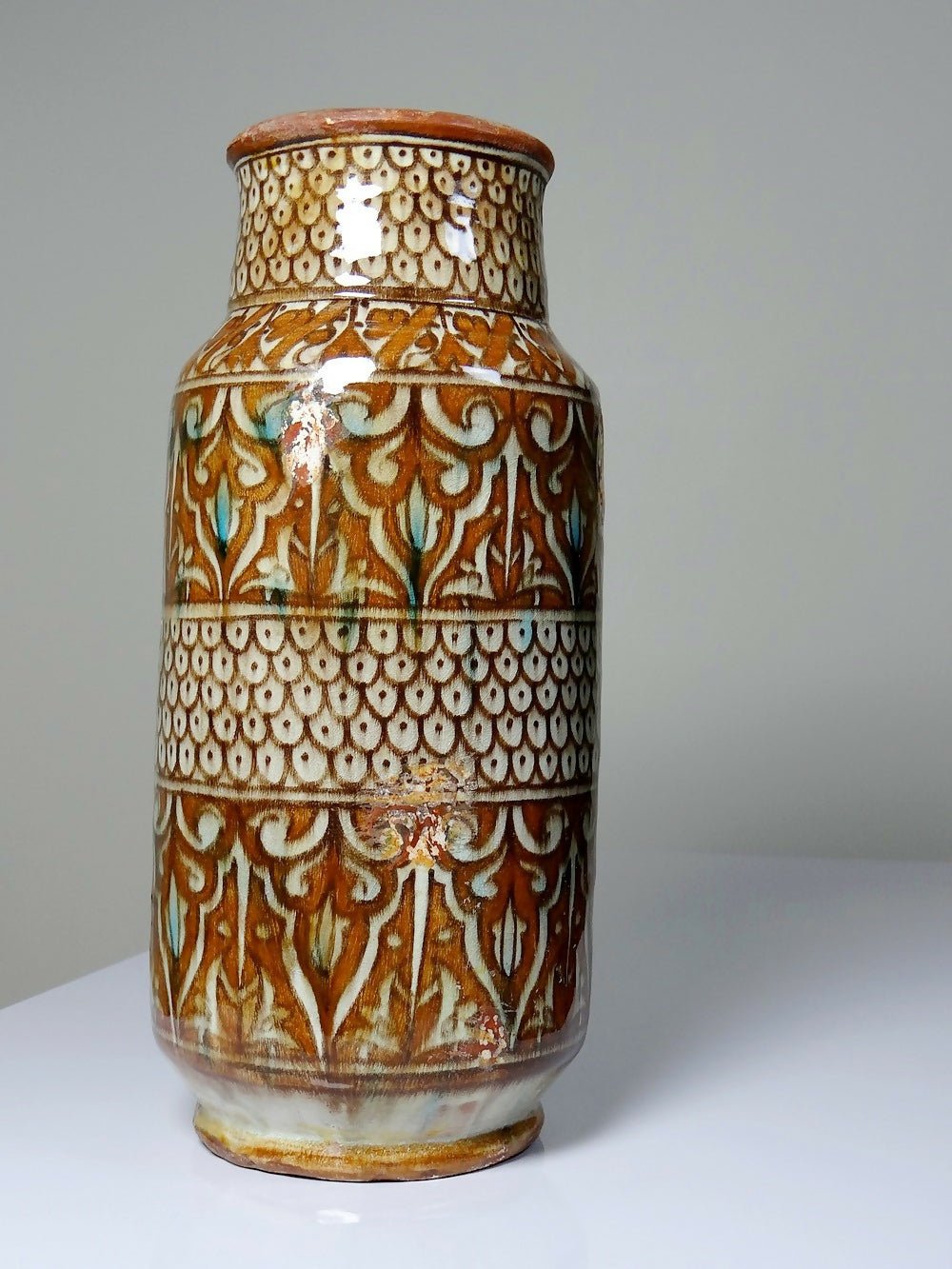 Grand vase poterie artisanale & traditionnelle Marocaine Safi ancien XXe - Ethic Atelier