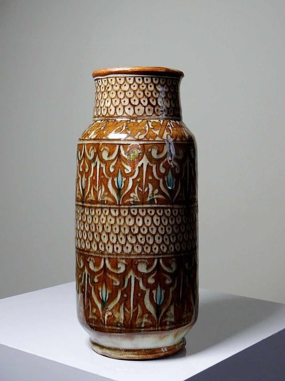 Grand vase poterie artisanale & traditionnelle Marocaine Safi ancien XXe - Ethic Atelier