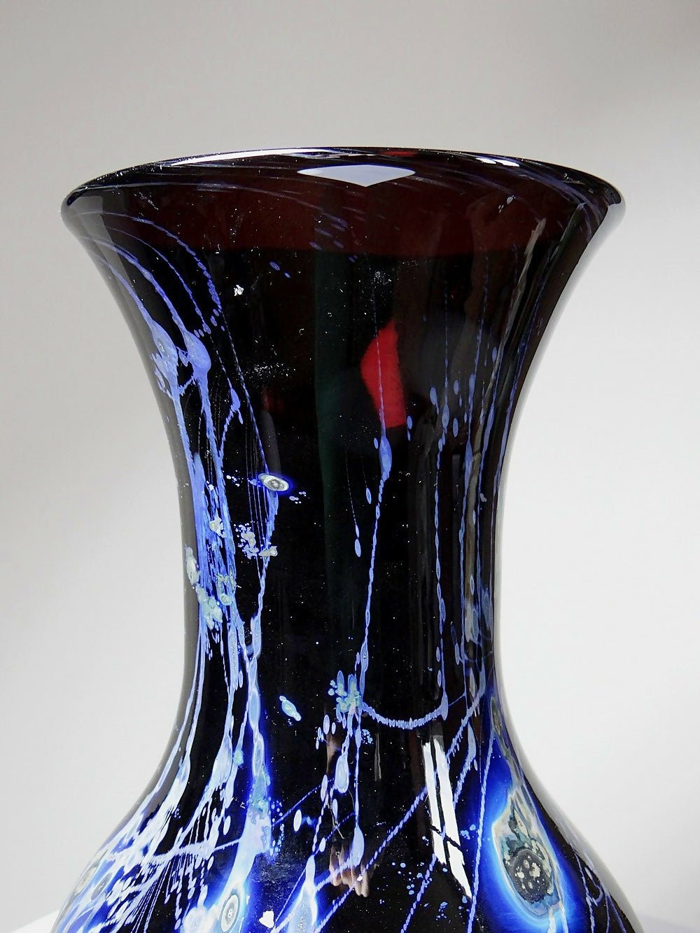 Grand vase verrerie d'art violet à inclusions paillerons d'argent vintage - Ethic Atelier