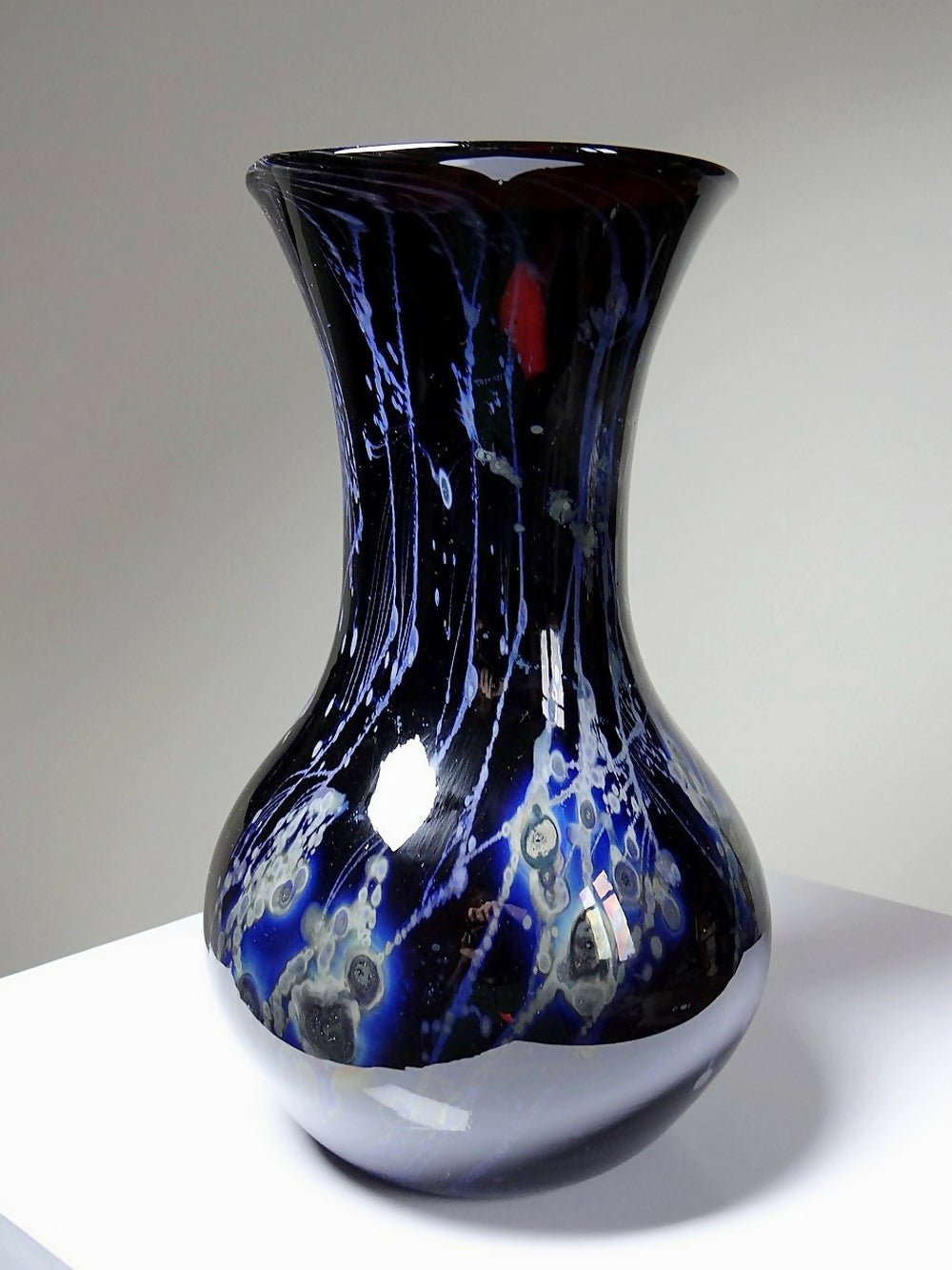 Grand vase verrerie d'art violet à inclusions paillerons d'argent vintage - Ethic Atelier