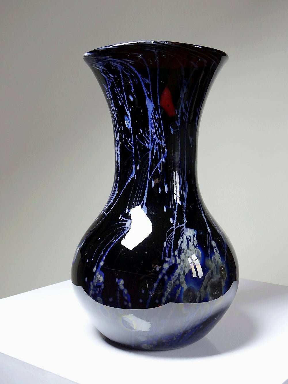Grand vase verrerie d'art violet à inclusions paillerons d'argent vintage - Ethic Atelier