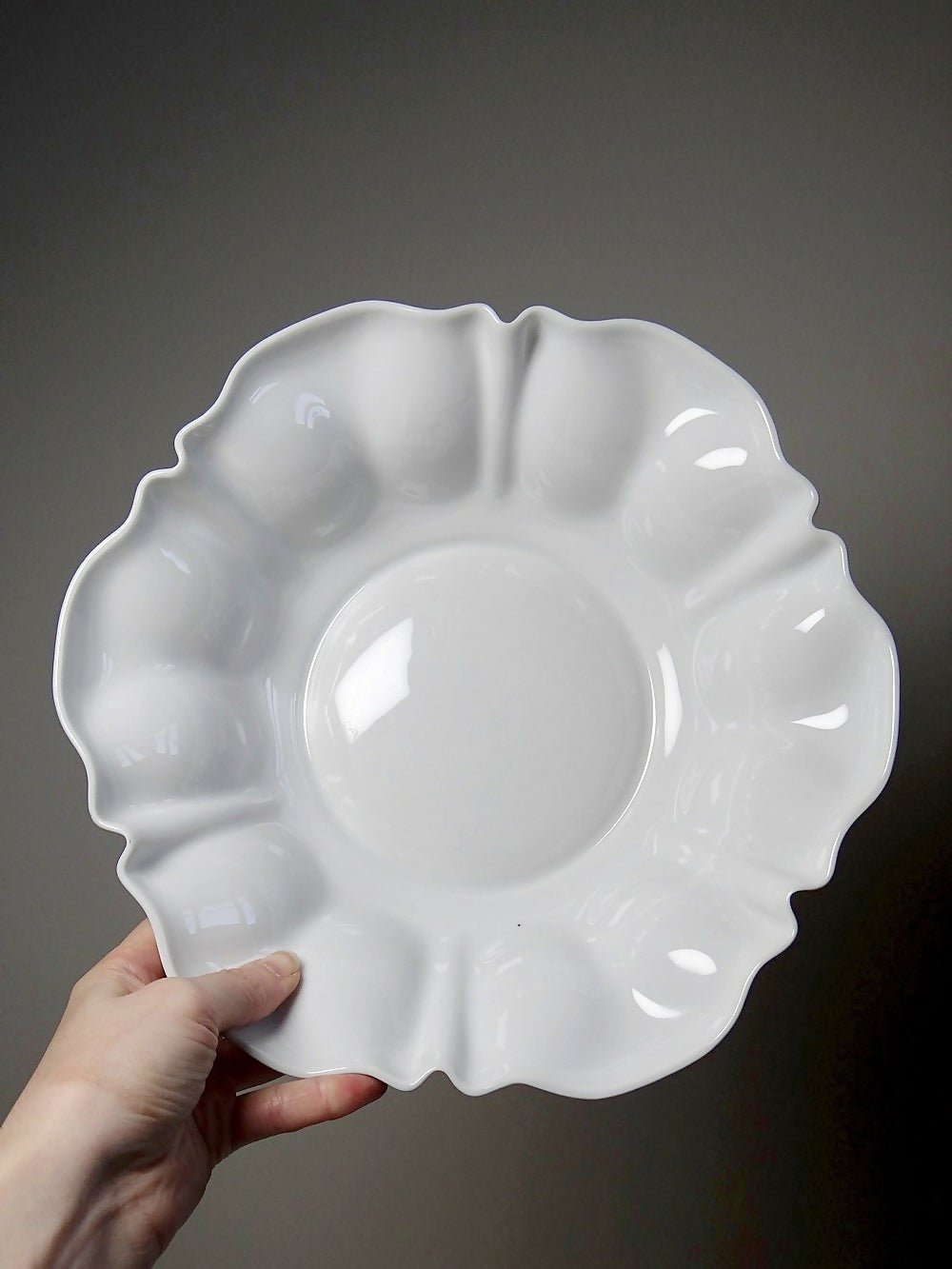 Grande coupe à fruits/saladier porcelaine fine de Limoges blanche vintage/ancien - Ethic Atelier