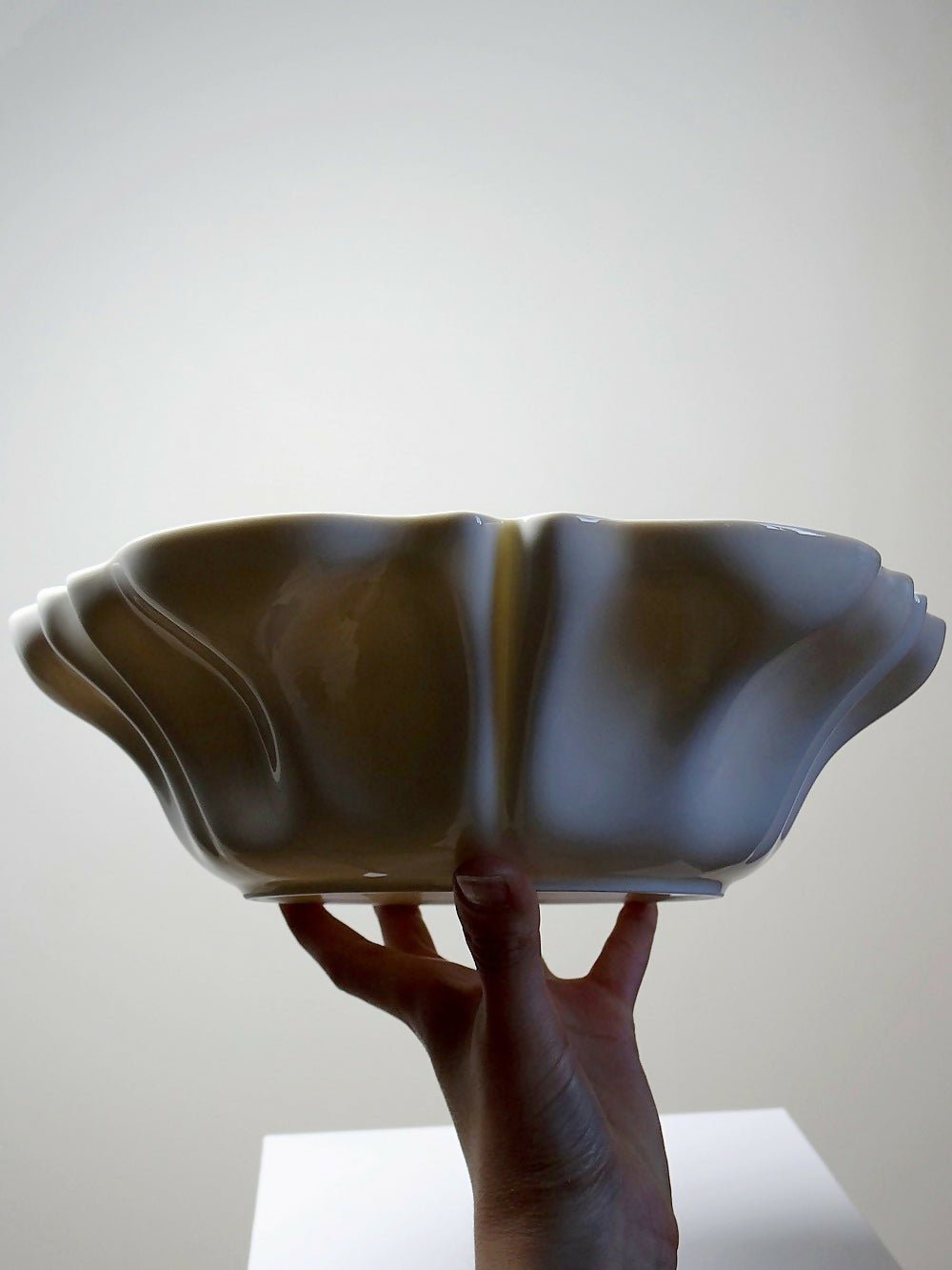 Grande coupe à fruits/saladier porcelaine fine de Limoges blanche vintage/ancien - Ethic Atelier