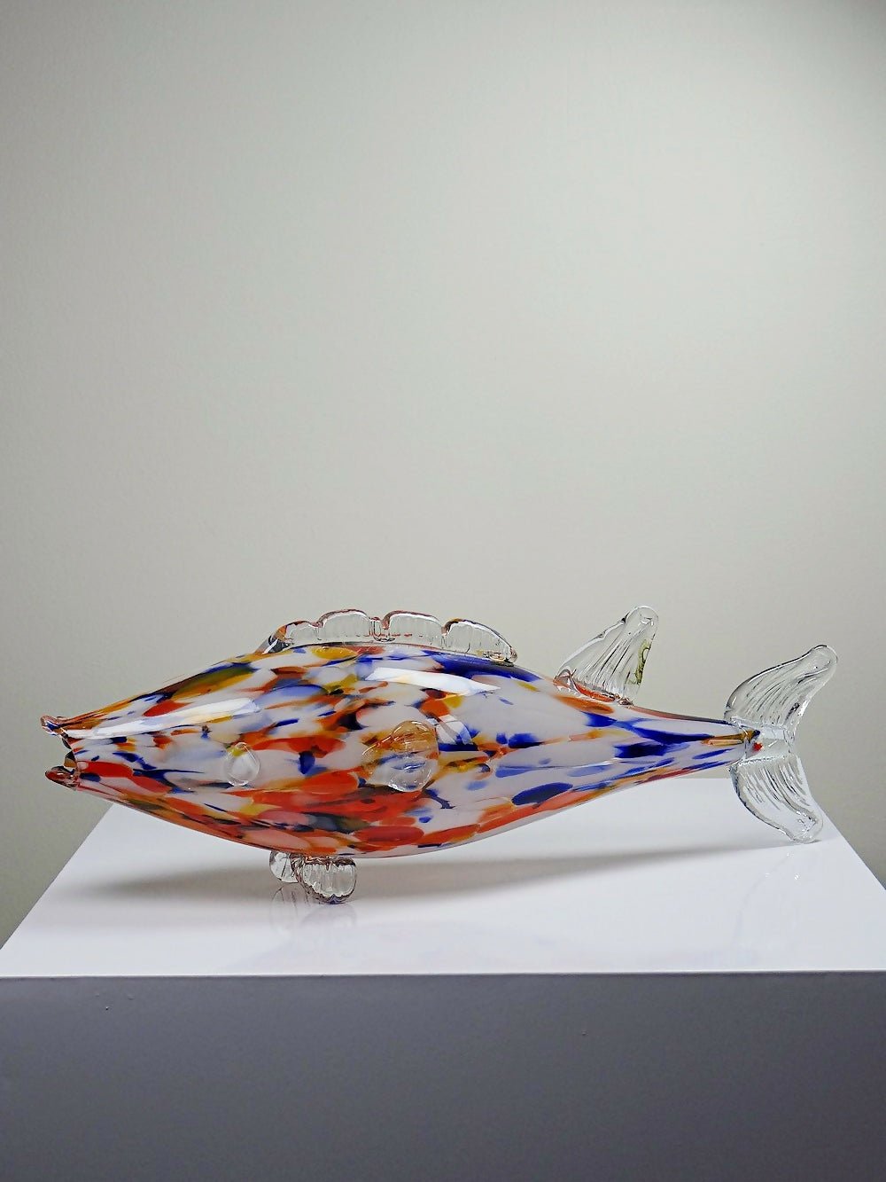 Gros poisson décoratif verre soufflé moucheté de Murano vintage - Ethic Atelier