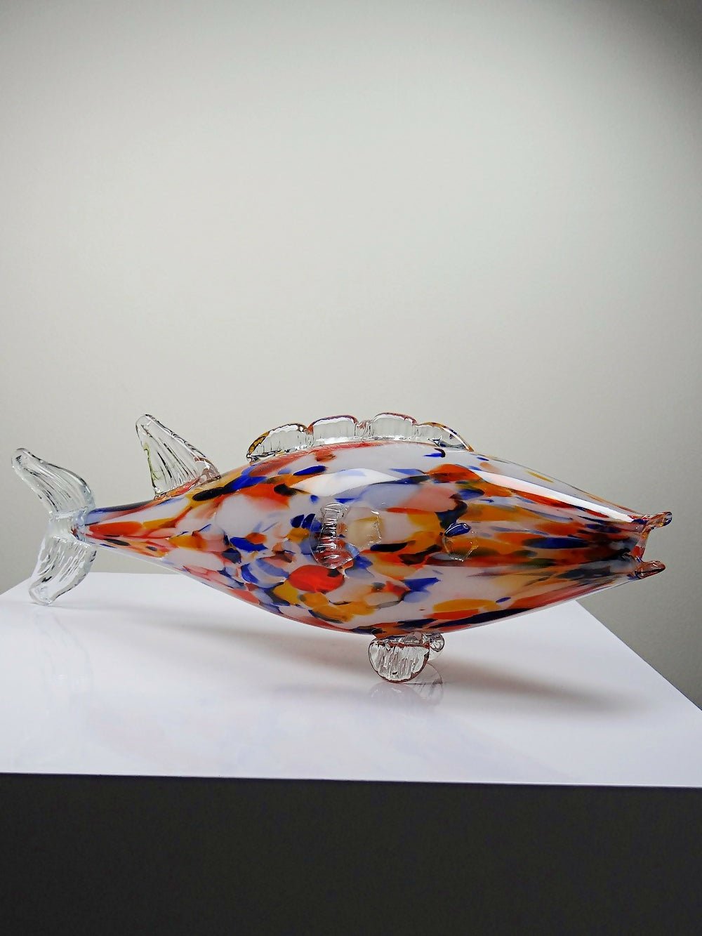 Gros poisson décoratif verre soufflé moucheté de Murano vintage - Ethic Atelier