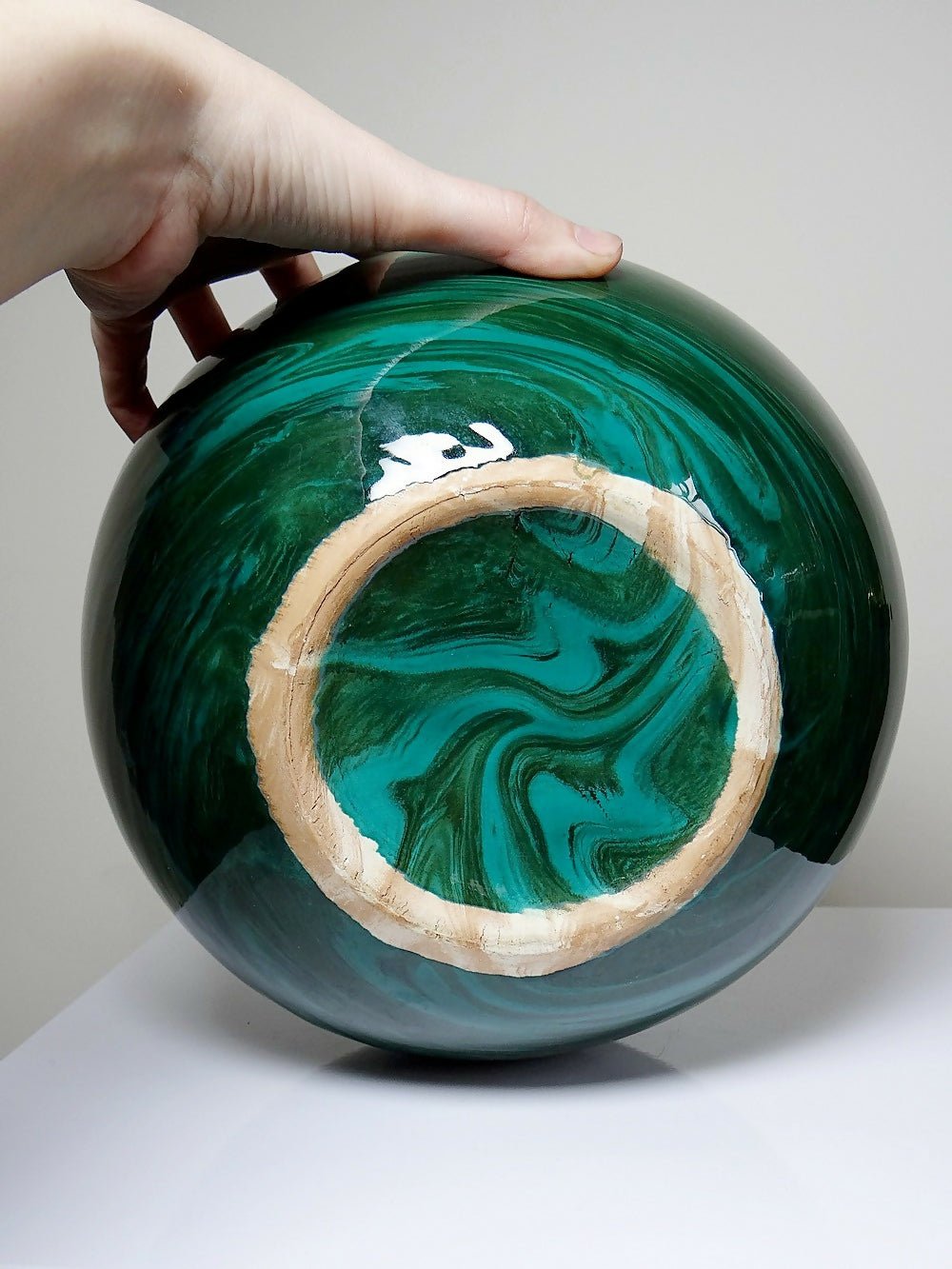 Gros vase boule céramique style art déco, nuance de vert, vintage - Ethic Atelier