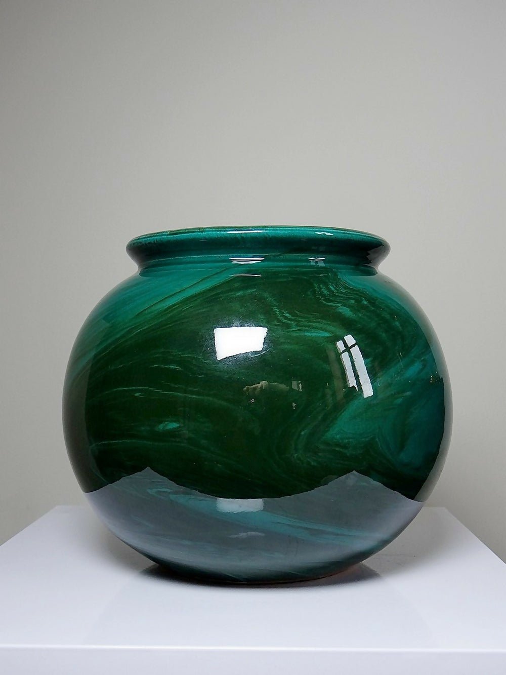 Gros vase boule céramique style art déco, nuance de vert, vintage - Ethic Atelier