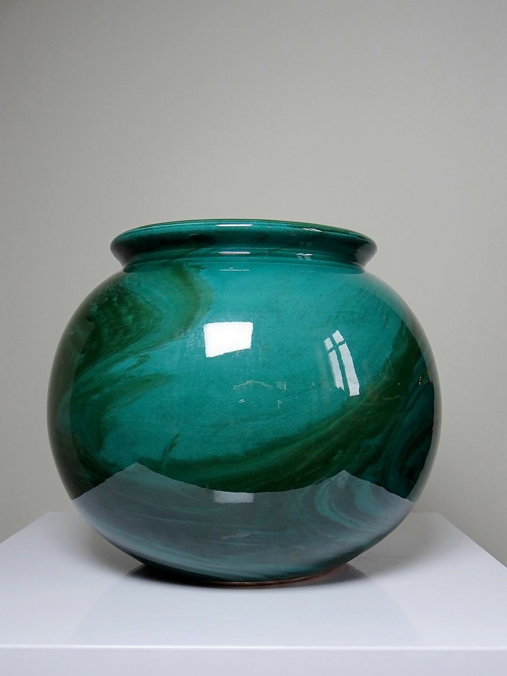 Gros vase boule céramique style art déco, nuance de vert, vintage - Ethic Atelier