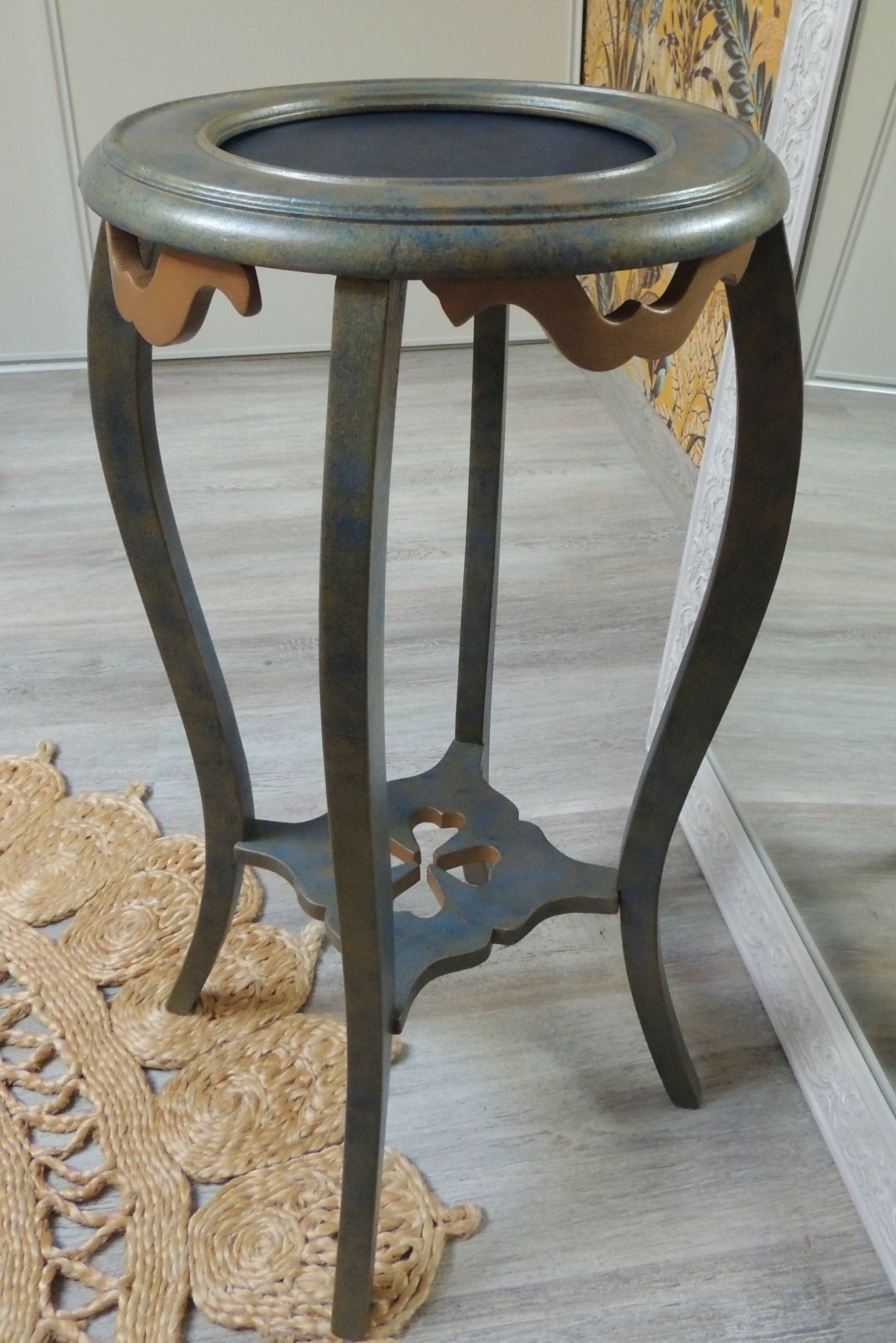 Guéridon ou Sellette en Noyer avec Marbre restauré - Ethic Atelier