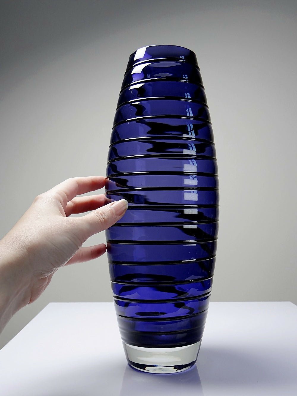 Haut vase obus verre de Murano violet bleu design vintage - Ethic Atelier