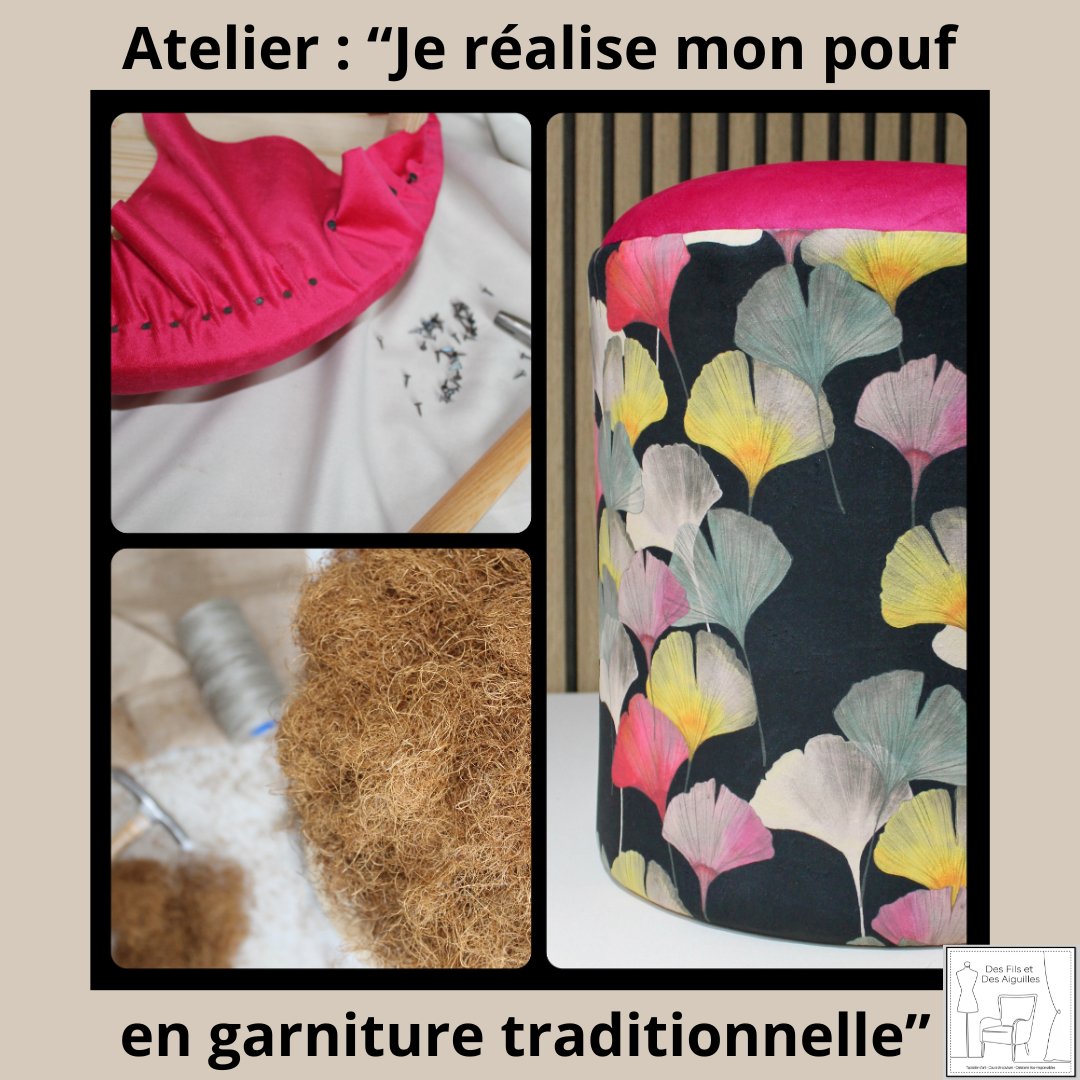 Je réalise mon pouf en garniture traditionnelle avec Géraldine (57) - Durée 5h - Ethic Atelier