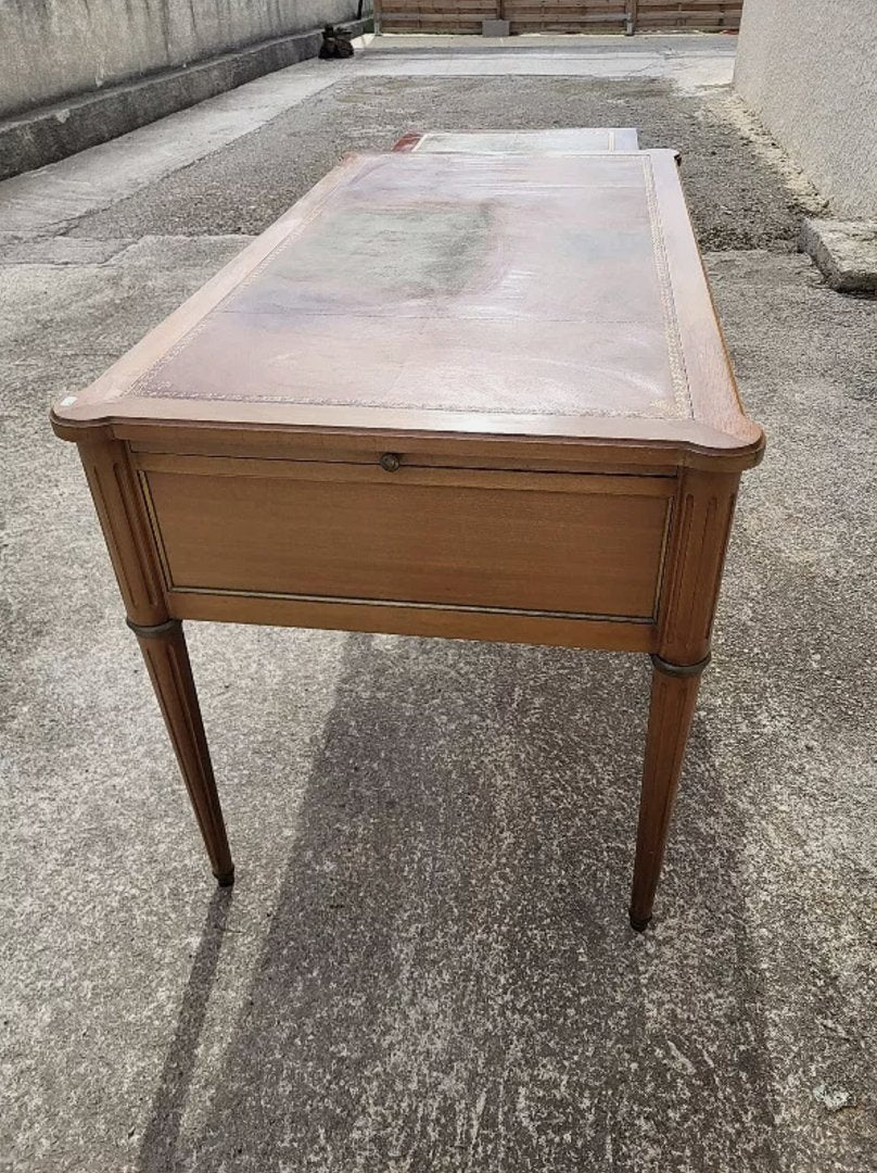 Joli Bureau Style Louis XVI - Merisier Double Face avec 4 Tiroirs - Années 1980 - Ethic Atelier