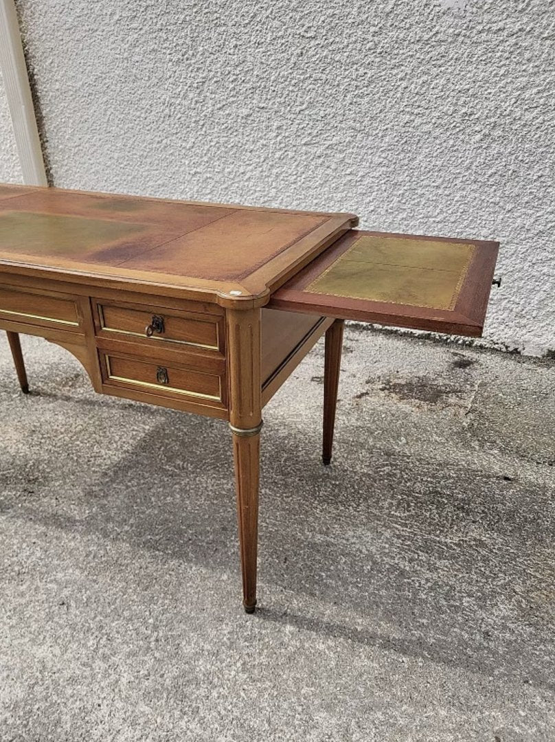 Joli Bureau Style Louis XVI - Merisier Double Face avec 4 Tiroirs - Années 1980 - Ethic Atelier