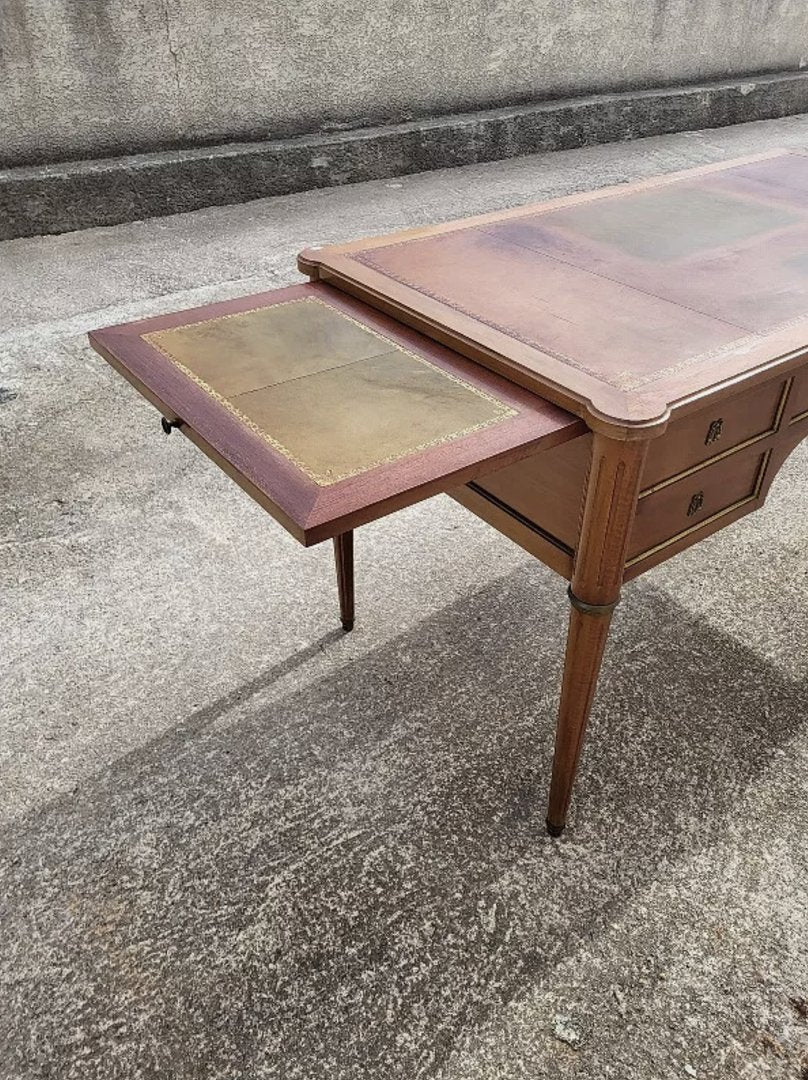 Joli Bureau Style Louis XVI - Merisier Double Face avec 4 Tiroirs - Années 1980 - Ethic Atelier