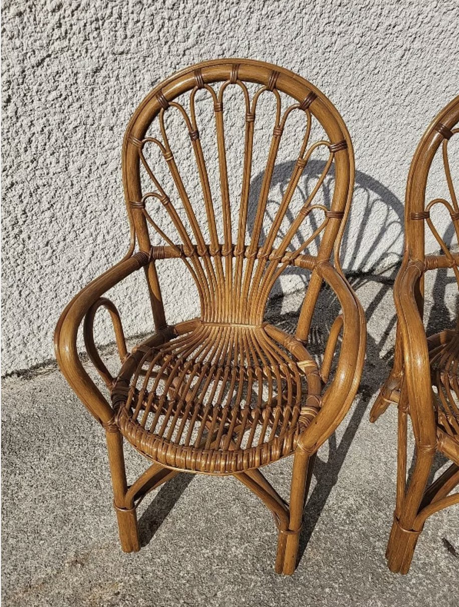 Jolie Paire de Fauteuils en Rotin - Années 1960 - 1970 - Ethic Atelier