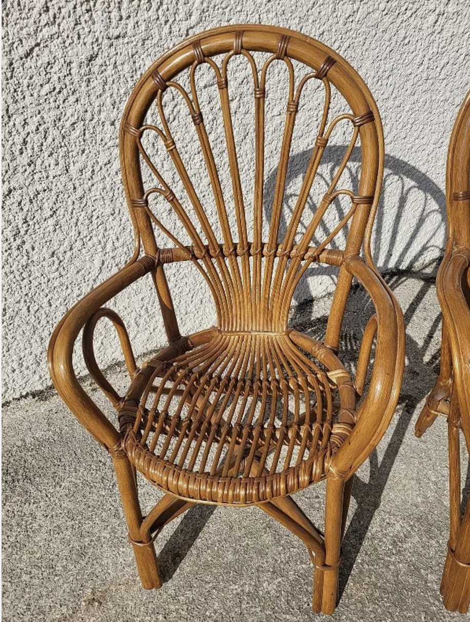 Jolie Paire de Fauteuils en Rotin - Années 1960 - 1970 - Ethic Atelier