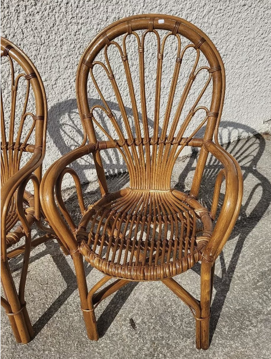 Jolie Paire de Fauteuils en Rotin - Années 1960 - 1970 - Ethic Atelier