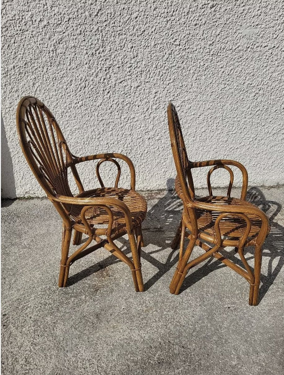 Jolie Paire de Fauteuils en Rotin - Années 1960 - 1970 - Ethic Atelier