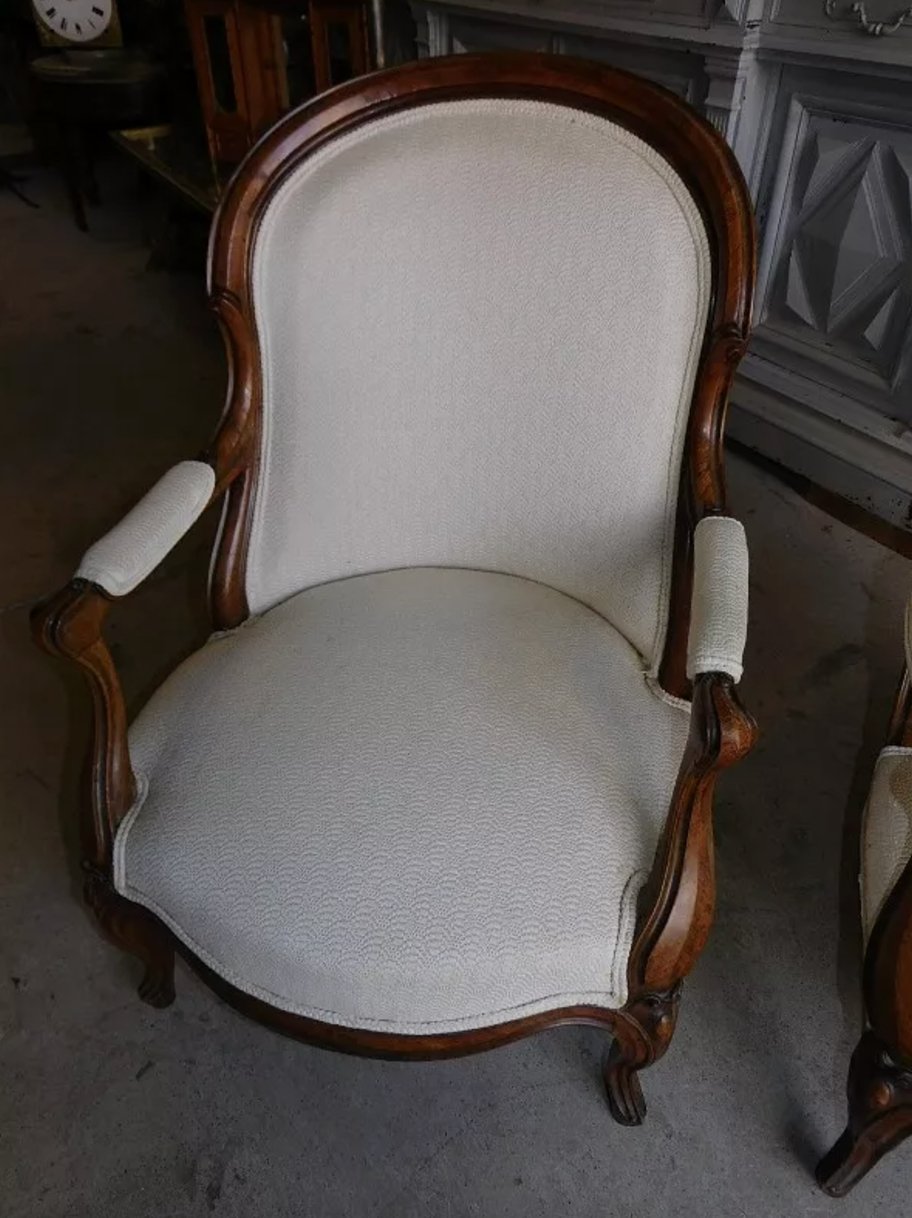 Jolie Paire de Fauteuils Marquetés - XIXe siècle - Ethic Atelier