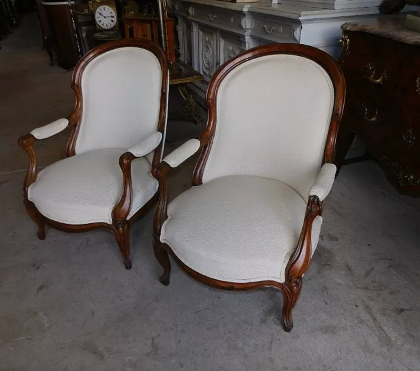 Jolie Paire de Fauteuils Marquetés - XIXe siècle - Ethic Atelier