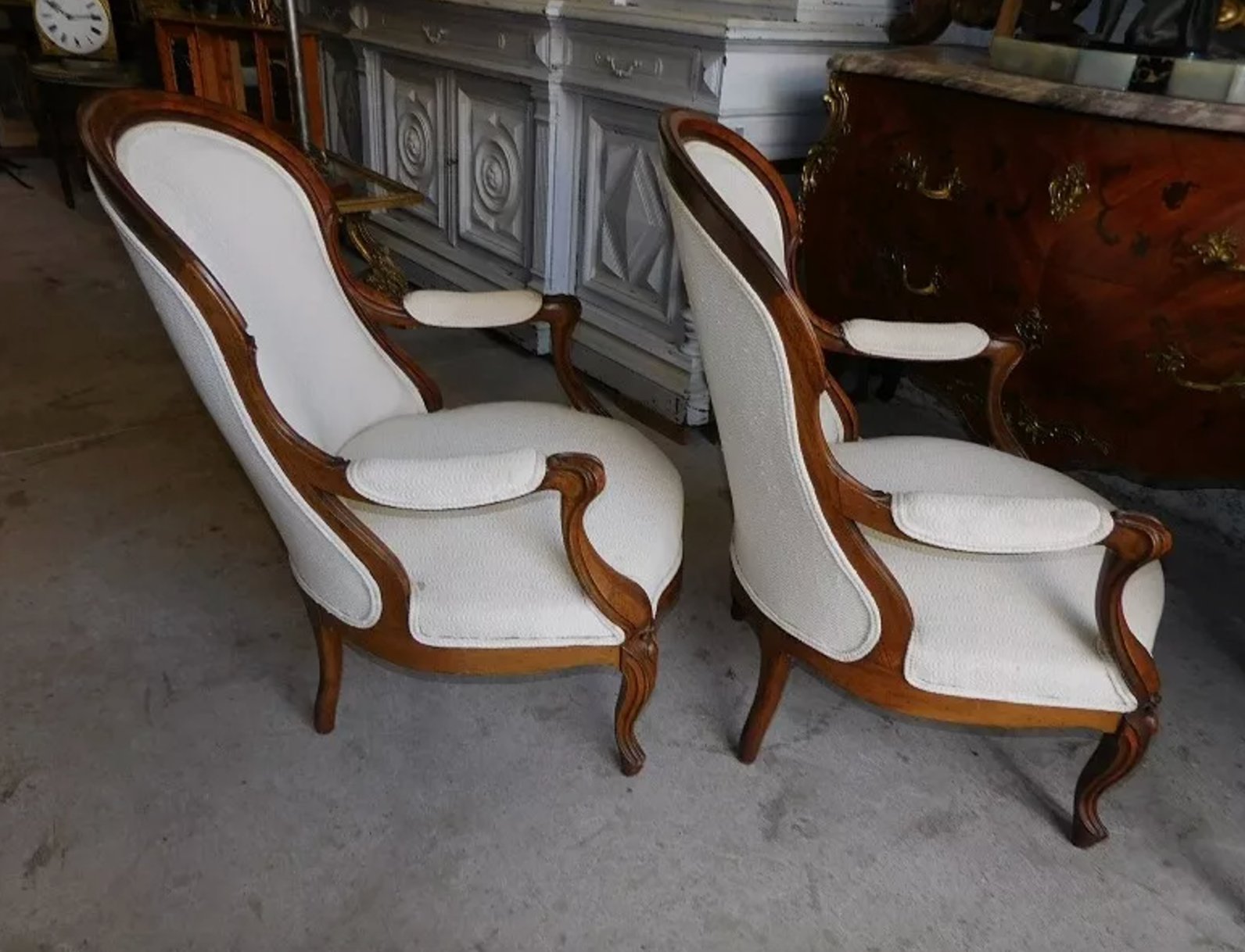 Jolie Paire de Fauteuils Marquetés - XIXe siècle - Ethic Atelier