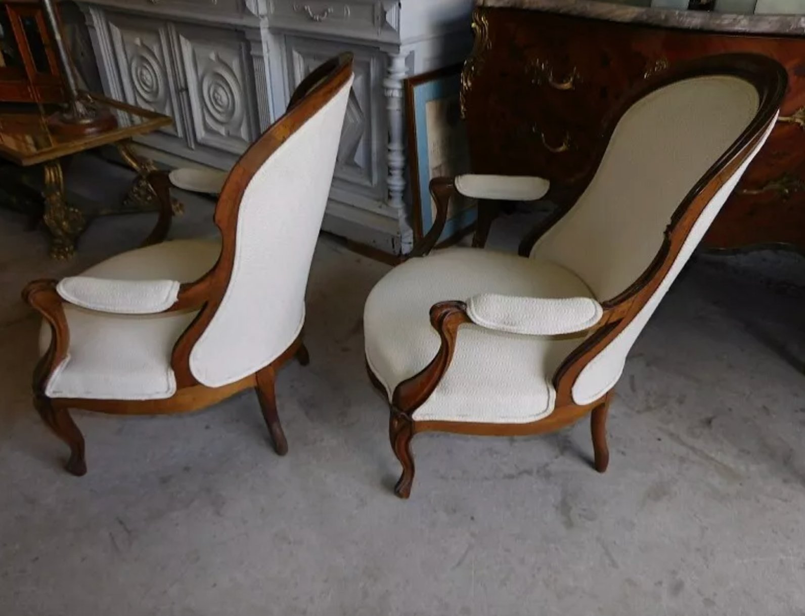 Jolie Paire de Fauteuils Marquetés - XIXe siècle - Ethic Atelier