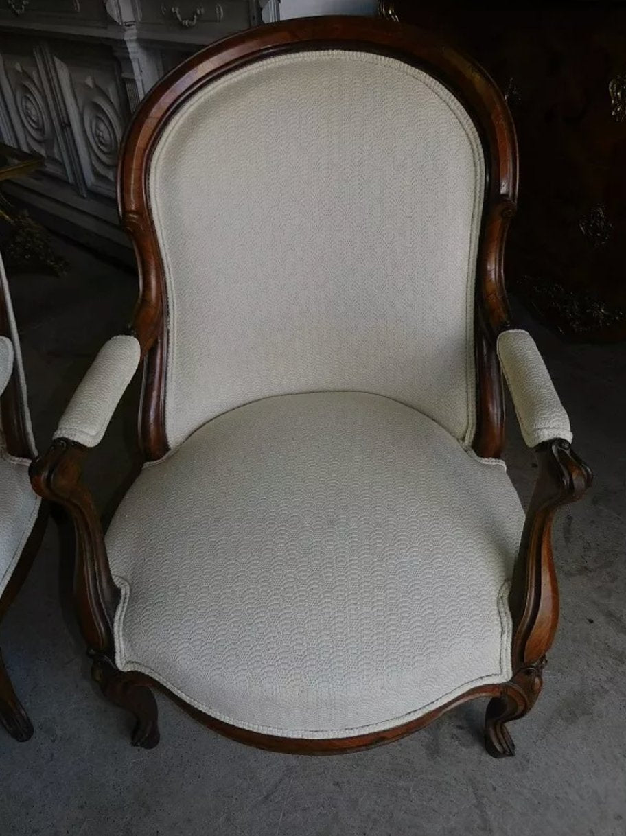 Jolie Paire de Fauteuils Marquetés - XIXe siècle - Ethic Atelier