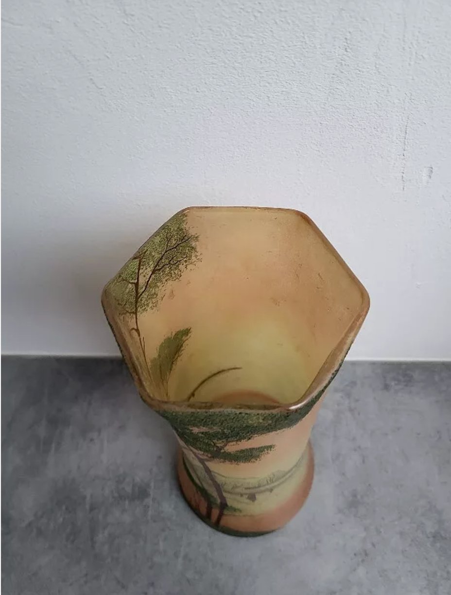 Jolie Paire de Vases en Verre Peint - Type Legras - Ethic Atelier